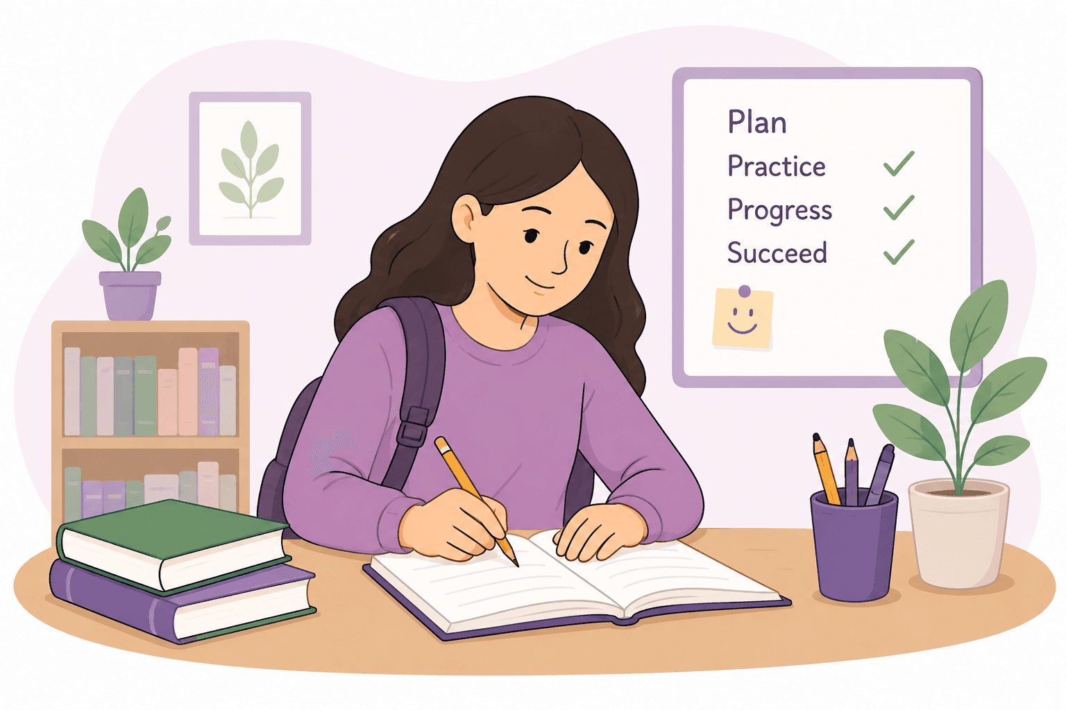 Student working on homework in a calm study environment